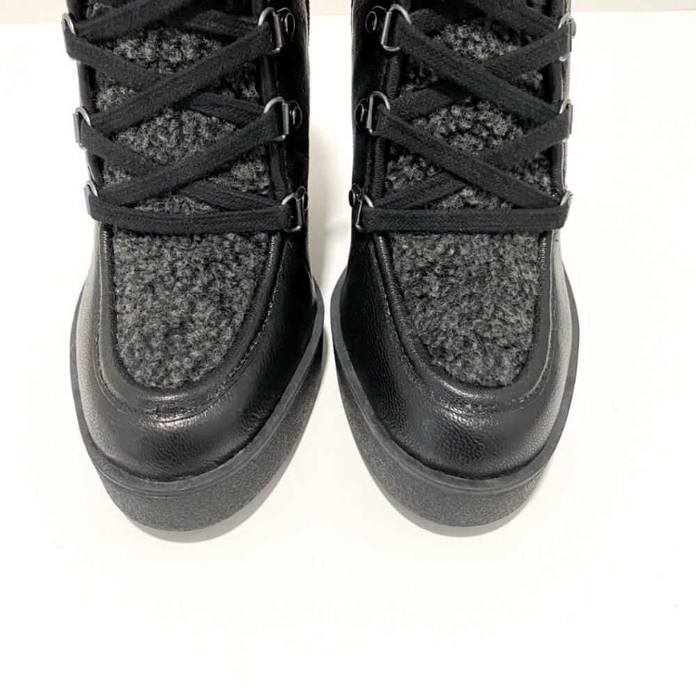 JESSICA SIMPSON Maelyn Black Leather Wedge Booties Boots NWT - Picture 5 of 13